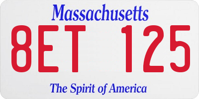 MA license plate 8ET125