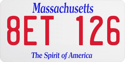 MA license plate 8ET126