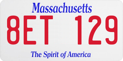 MA license plate 8ET129