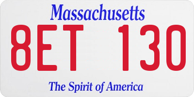 MA license plate 8ET130