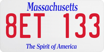MA license plate 8ET133