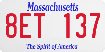 MA license plate 8ET137
