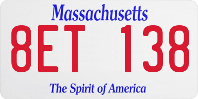MA license plate 8ET138