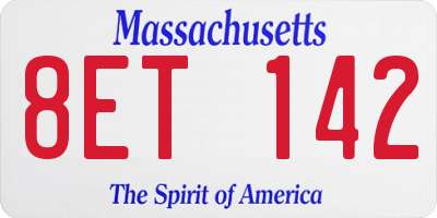 MA license plate 8ET142