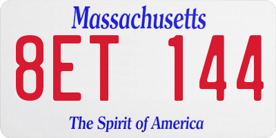 MA license plate 8ET144