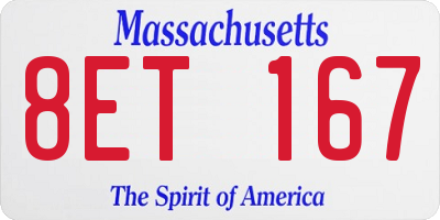 MA license plate 8ET167