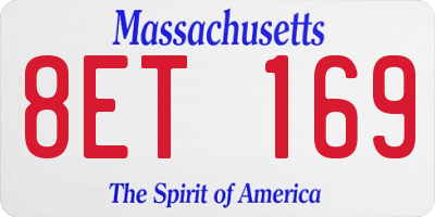 MA license plate 8ET169