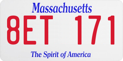 MA license plate 8ET171