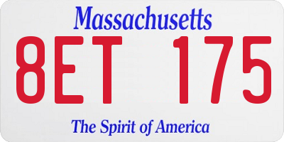 MA license plate 8ET175