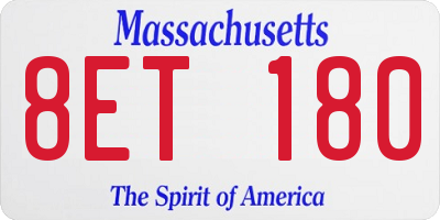 MA license plate 8ET180