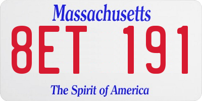 MA license plate 8ET191