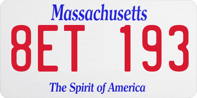 MA license plate 8ET193