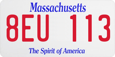 MA license plate 8EU113