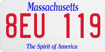 MA license plate 8EU119