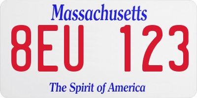 MA license plate 8EU123