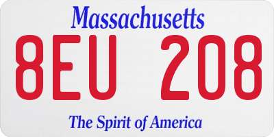 MA license plate 8EU208