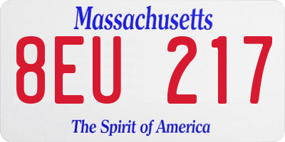 MA license plate 8EU217