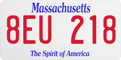 MA license plate 8EU218