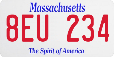 MA license plate 8EU234