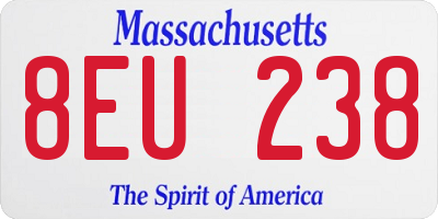 MA license plate 8EU238