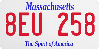 MA license plate 8EU258