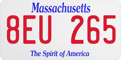 MA license plate 8EU265
