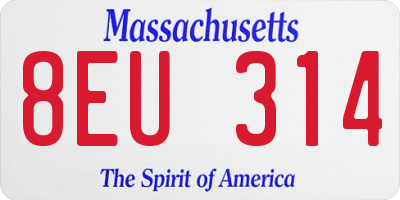 MA license plate 8EU314