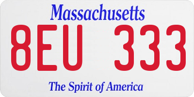 MA license plate 8EU333