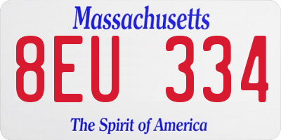 MA license plate 8EU334