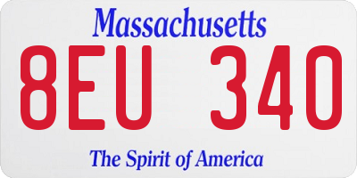 MA license plate 8EU340