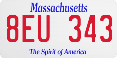 MA license plate 8EU343