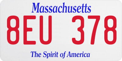 MA license plate 8EU378