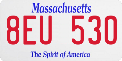 MA license plate 8EU530