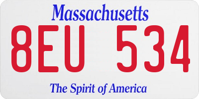 MA license plate 8EU534