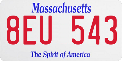 MA license plate 8EU543