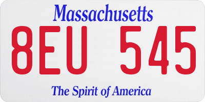 MA license plate 8EU545
