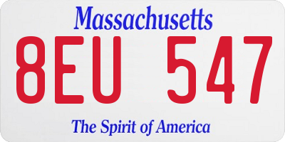MA license plate 8EU547