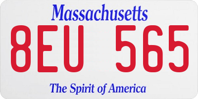 MA license plate 8EU565