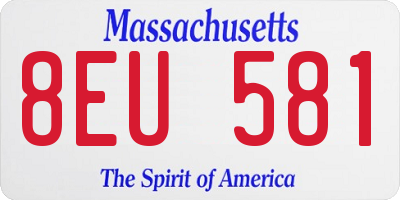 MA license plate 8EU581