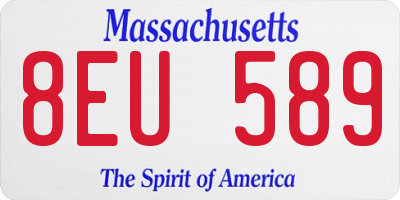 MA license plate 8EU589