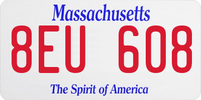 MA license plate 8EU608
