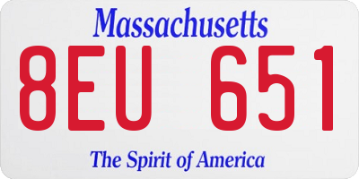 MA license plate 8EU651