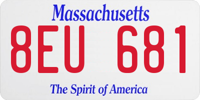 MA license plate 8EU681