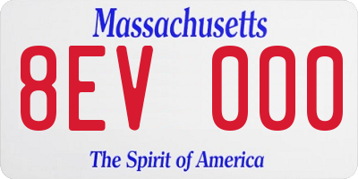 MA license plate 8EV000