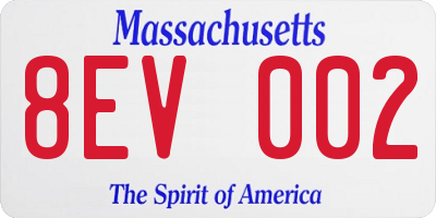 MA license plate 8EV002