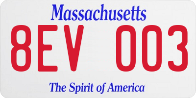 MA license plate 8EV003