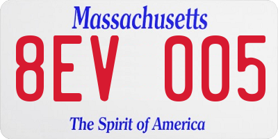MA license plate 8EV005