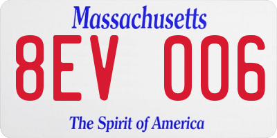 MA license plate 8EV006