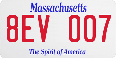 MA license plate 8EV007