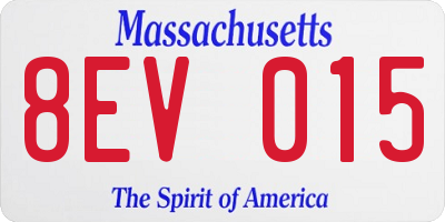 MA license plate 8EV015